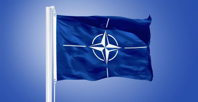 The flag of the North Atlantic Treaty Organization NATO.